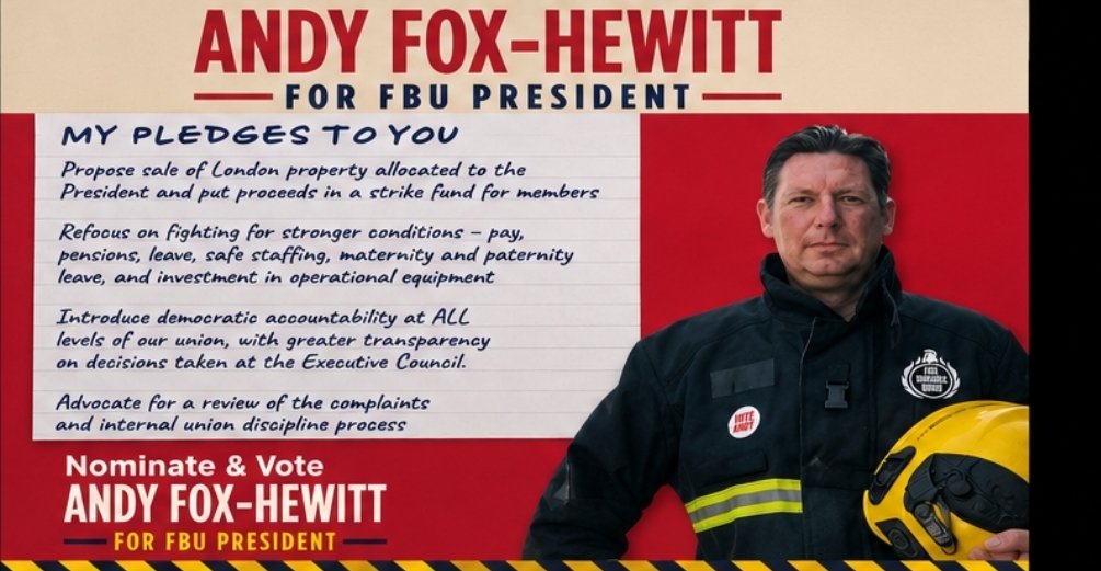 fbumerseyside's tweet photo. Today the @fbumerseyside Brigade Committee met and unanimously voted to endorse Andrew Fox-Hewitt as their nomination for FBU President.
A President for real change and transparency within our union https://t.co/UxQO1Fcuwd