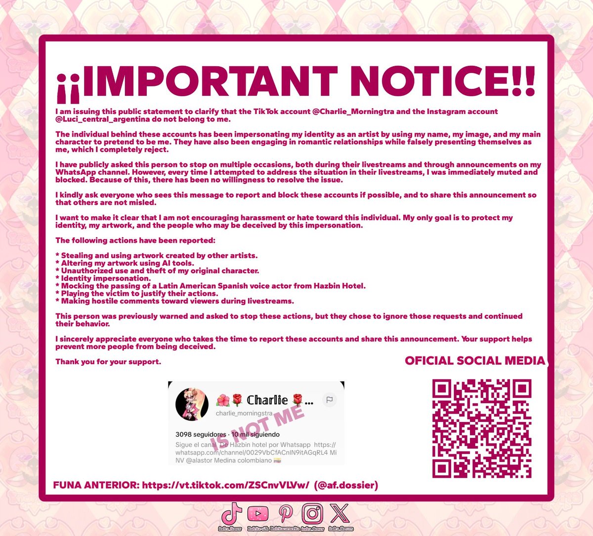 Indrita_flowers's tweet photo. PORFAVOR DIFUNDAN! no habría problemas, pero ya habido gente que fue víctima de esta persona que me ha estado metiendo en problemas (sus romances y faltas de respeto, y soy yo quien tiene que lidiar con sus problemas por usar mi imagen y nombre?!)

#important #viral #notice https://t.co/0cVz6rHDVk