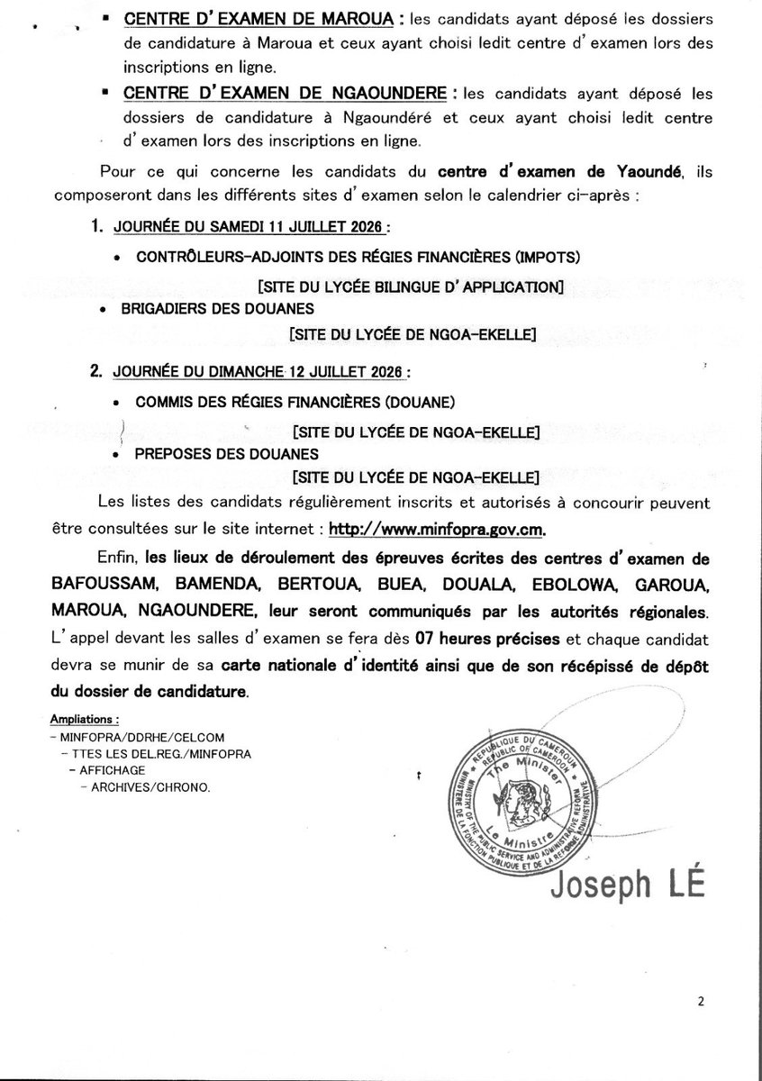 minfopra_gov's tweet photo. Communiqué radio-presse, à l'attention des candidats aux concours directs des 11 et 12 juillet 2026. https://t.co/cJWh4y9AIu