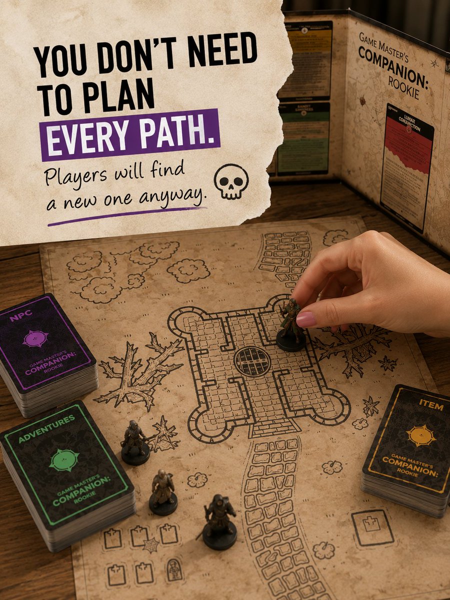 ExRegnum's tweet photo. 💀 Puedes preparar todos los caminos posibles.

Tus jugadores encontrarán uno nuevo.

Siempre. 😂

⚔️ Game Master's Companion: Rookie está pensado para ayudarte cuando la partida se sale del plan. https://t.co/ZLXWSAwF4T