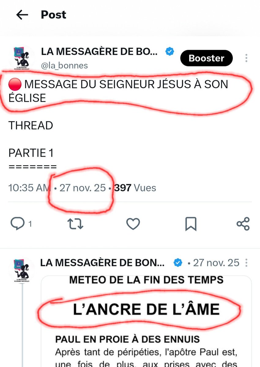 la_bonnes's tweet photo. 🔴 DIEU CONFIRME SA PAROLE !

Inspirée, j’ai posté un message prophétique pour l’Église (il est toujours épinglé).

Et,  je découvre qu'un autre Serviteur de DIEU vivant à Singapour (Joseph PRINCE) avait reçu la même inspiration. J’ai posté ce message le 27 Novembre 2025 et lui, l’a libéré à l'assemblée le 04 Janvier 2026, soit à peine 2 mois plus tard.
⬇️