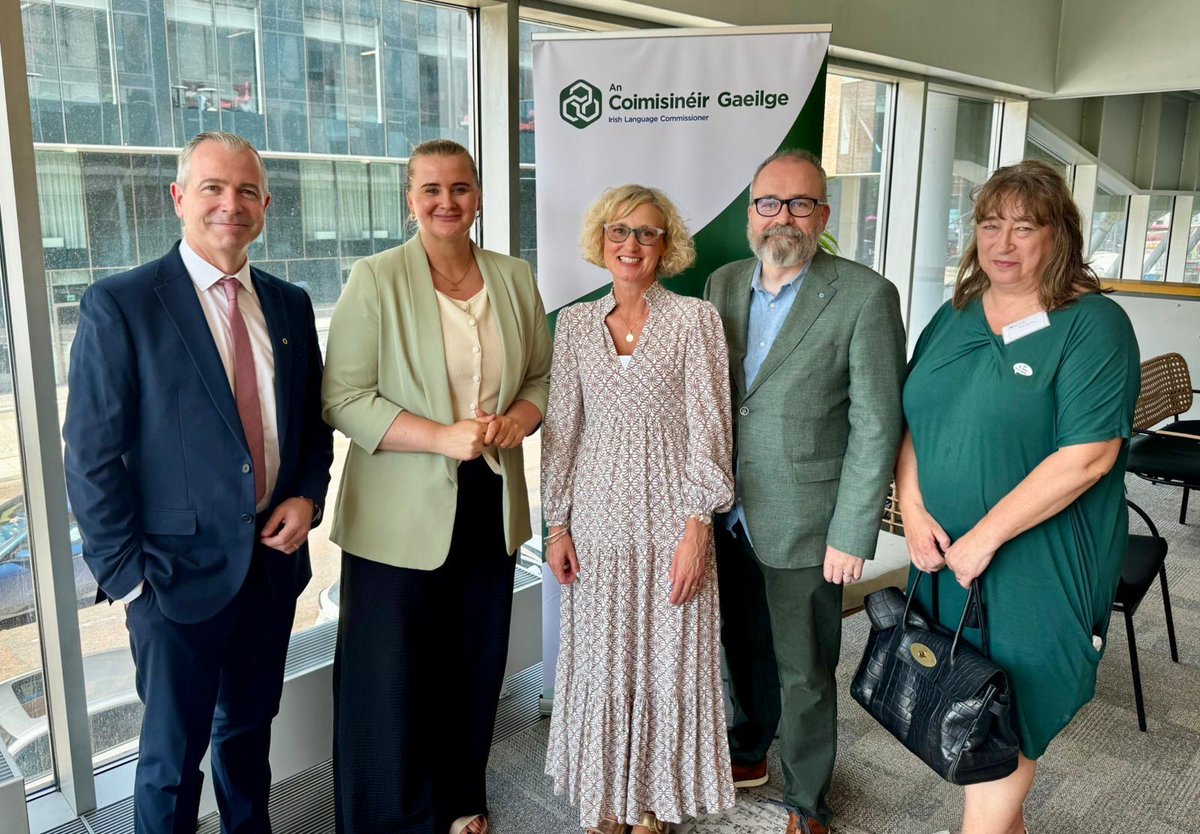 ExecOfficeNI's tweet photo. Junior Minister Aisling Reilly was delighted to attend ‘Minority Languages - Best Practice Conference for Public Authorities’ hosted by An Coimisinéir Gaeilge in Belfast in partnership with @UlsterUni.

As an Irish speaker herself, Minister Reilly was joined by Irish Language Commissioner Pól Deeds, Welsh Language Commissioner Efa Gruffudd Jones, Commissioner for the Ulster Scots and the Ulster British Tradition Lee Reynolds, and the Director of the Office of Identity and Cultural Expression Katy Radford to discuss how collaboration and shared learning can support our language communities.