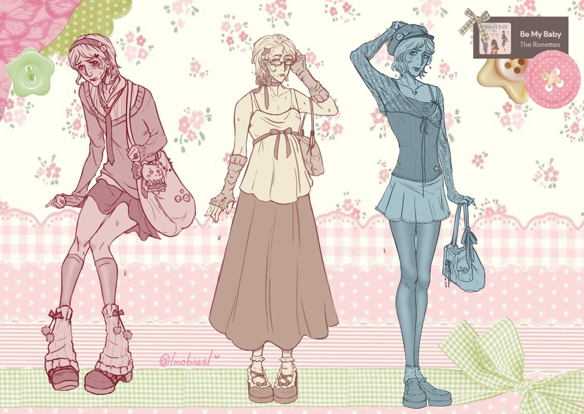 lmobiusl's tweet photo. Finally, the magma sketches!! I got a liiittle carried away while drawing these... so I ended up adding background too... 
Look at my sweet Watergirl in all these cute outfits🥹🩷
#waterboy #watergirl #dispatch #art https://t.co/MVLyUQUUx8