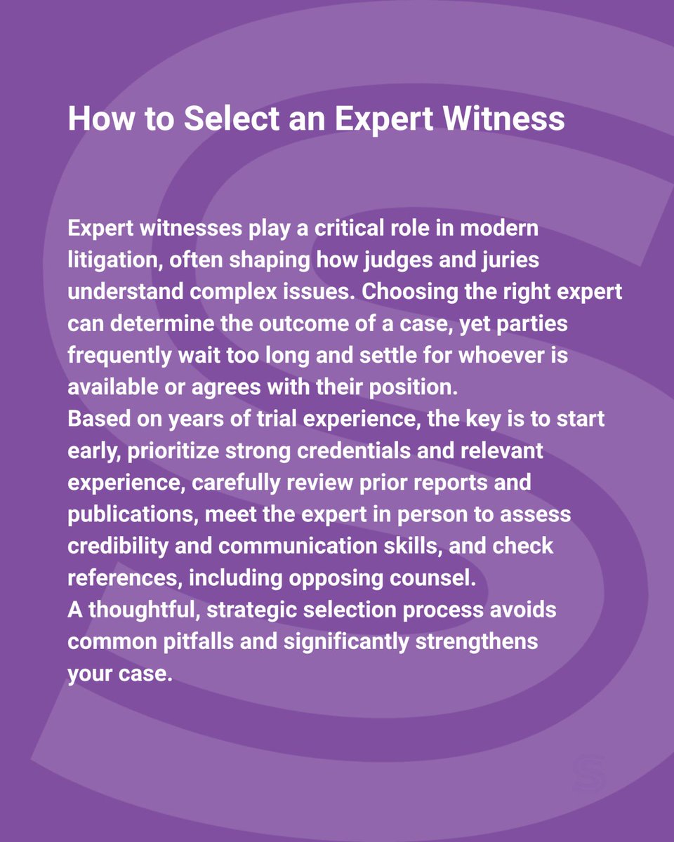 huronlaw's tweet photo. Finding the right expert witness is a balancing act. You aren’t just looking for the most decorated academic; you’re looking for the intersection of:
Deep Experience: The technical "know-how" that survives a rigorous cross-examination.
#LitigationStrategy #ExpertWitness https://t.co/YqVbKHTUHr