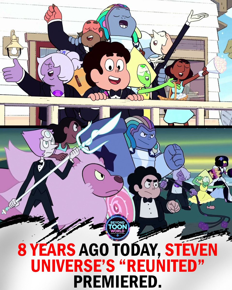 BeyondToonWorld's tweet photo. 8 Years Ago Today, Steven Universe’s “Reunited” Premiered

Today marks the 8th anniversary of Steven Universe’s acclaimed episode “Reunited,” which premiered on Cartoon Network.

Widely regarded as one of the series’ most memorable episodes, “Reunited” delivered emotional moments, epic battles, and major turning points that left a lasting impact on fans.

#StevenUniverse #Reunited #CartoonNetwork