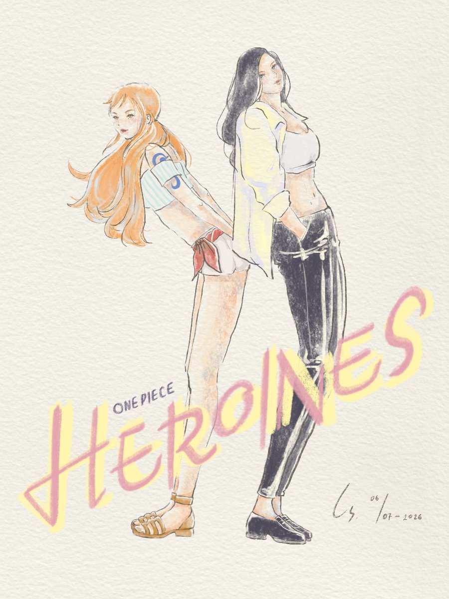 oohyoomi's tweet photo. nami and nico robin for one piece heroine! 🍊📖
i'm glad that we got a glimpse of how much of a fashionista our girls are, i just had to draw.

also this is my first fanart i've ever posted here, please support if you like the style. i might make more art to post here. :) https://t.co/k2P7MB83Zh