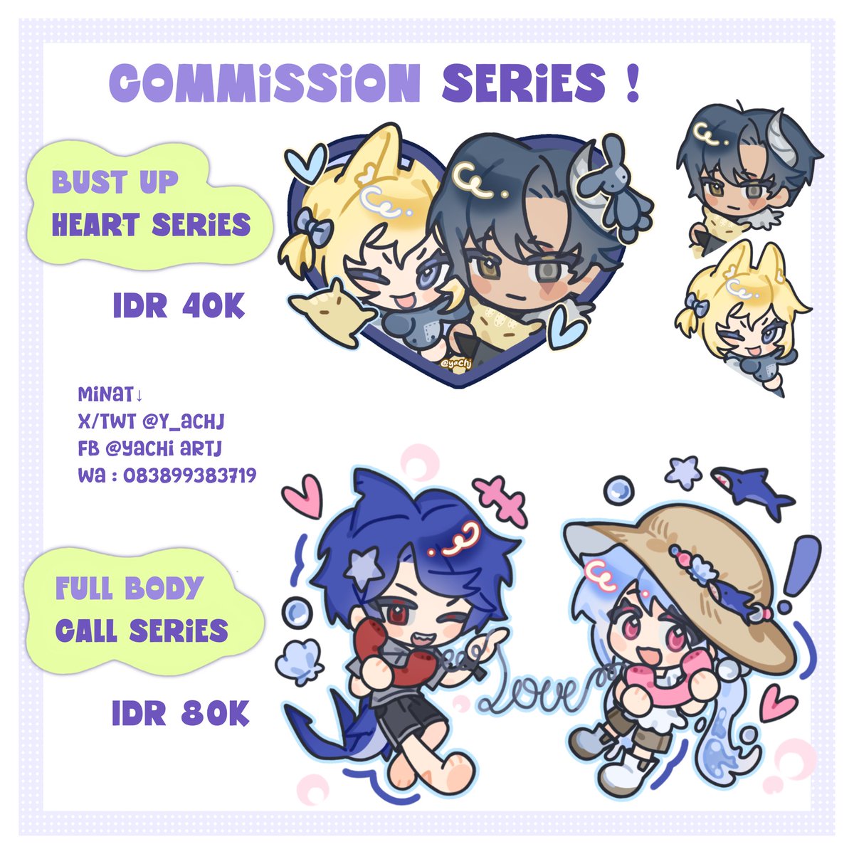 Y_achj's tweet photo. 📢 URGENT COMMISSION ‼️
♡ ⁠~⁠♪ LOCAL ONLY🇮🇩 (0/10) 

hi hi ak openn comms lgii xixi dengan art style yg yummy 🥞 dan sekarang ada YCH series juga !

 YCH→[ ❤️ &amp; 📞 ] ♡♡

💌DM for order~
#commissionsopen #artcommissionchibi https://t.co/x0O56JXu0n