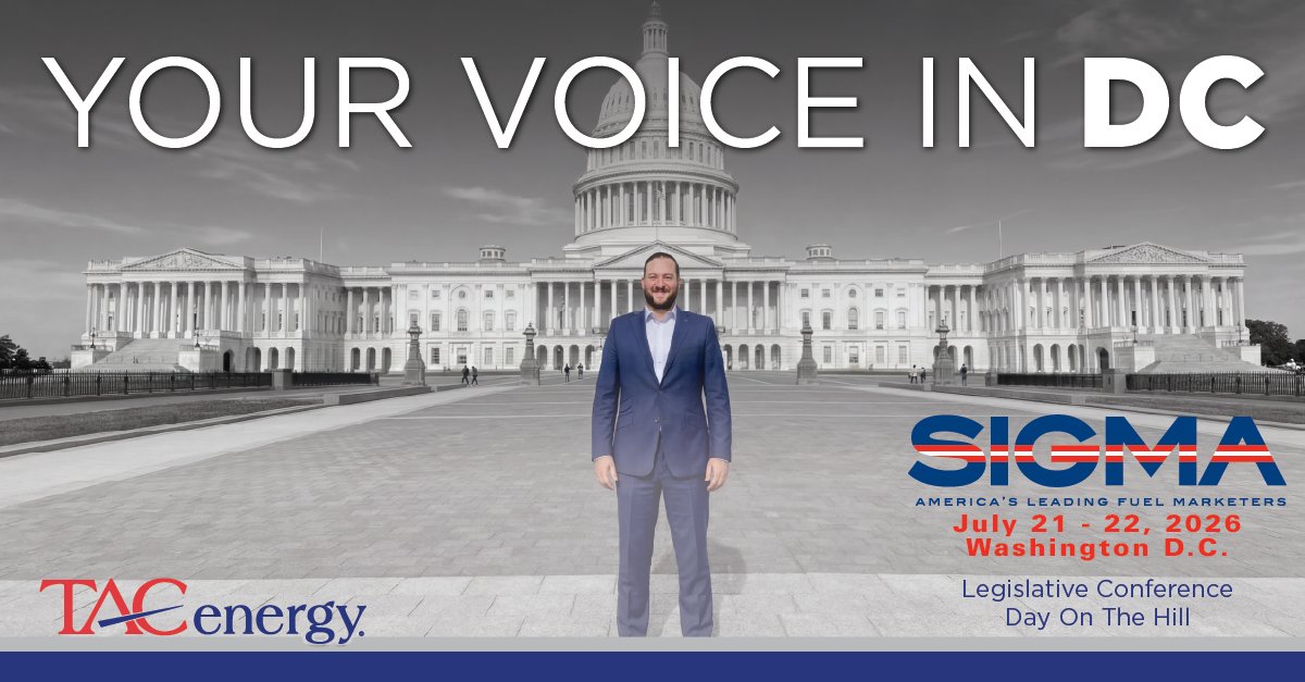 TACenergy's tweet photo. #TACenergy is your voice in D.C. at @SIGMA Summer 2026 Legislative Conference, July 21-22.

Carrying the message: @Fred Sloan and @Colby Hoffer. Get them your thoughts, needs, and directions for industry sharing on the hill.

#TACenergy #Fuel #Energy #FuelYourFuture #DJBFFYF https://t.co/HYkGH7WVfp