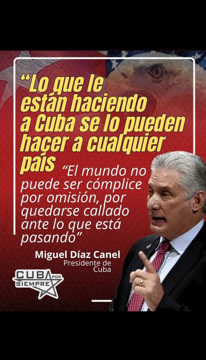 Comunicadora16's tweet photo. En una reveladora entrevista con el periódico Claridad de Puerto Rico, el presidente Miguel Díaz-Canel Bermúdez ha lanzado una severa advertencia a la comunidad internacional: "El mundo no puede ser cómplice por omisión, por quedarse callado ante lo que está pasando". https://t.co/1KKXvgPthI