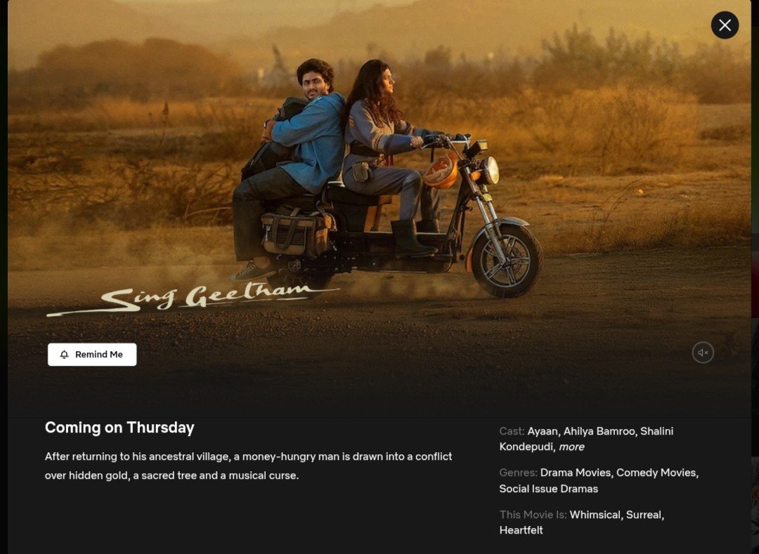 OTTGate's tweet photo. #SingGeetham on Netflix, 09th July.

In Telugu, Tamil, Malayalam, Kannada. https://t.co/Cc5hscrQNN