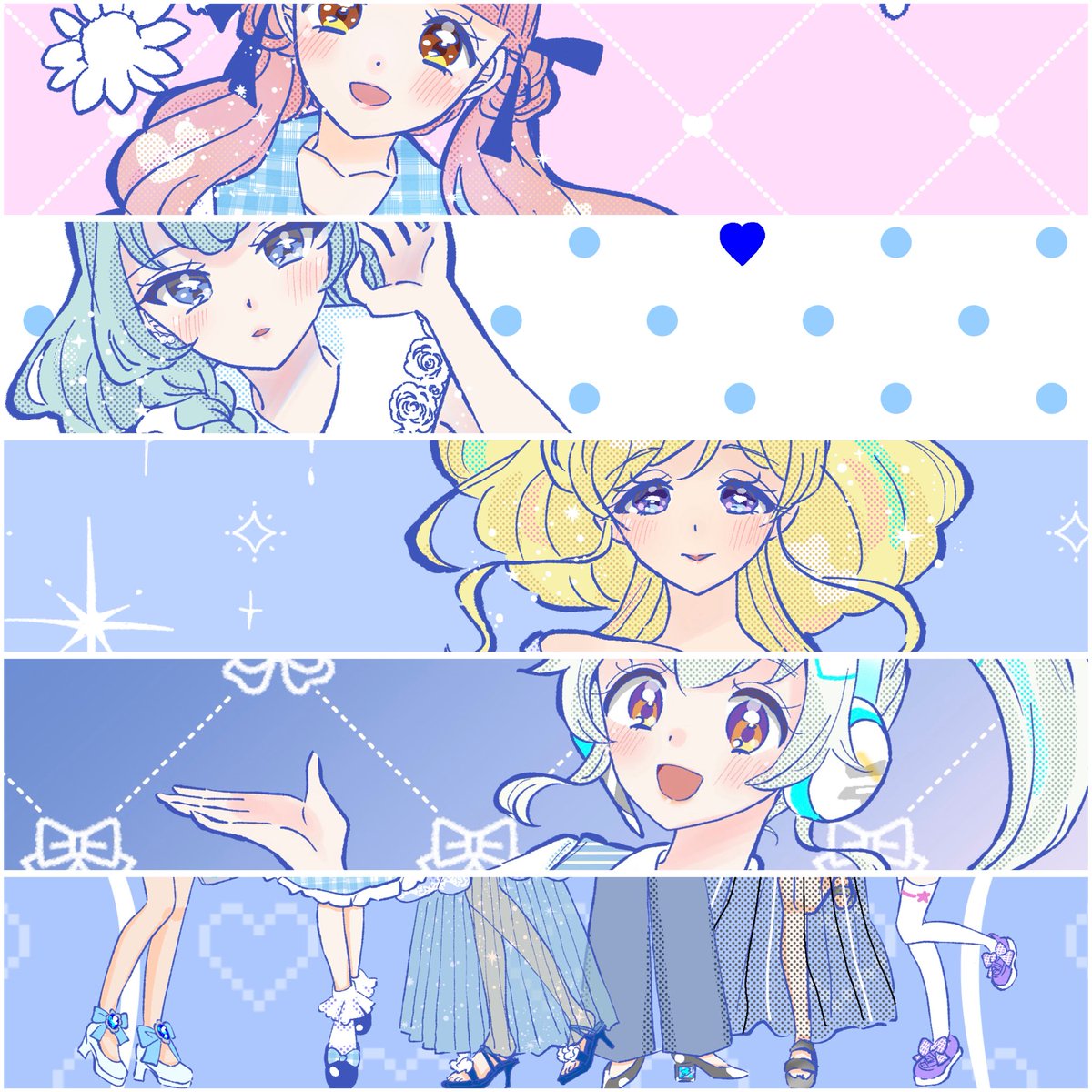 1937cg's tweet photo. 【カ34】ちいさんちです。新刊はアイカツフレンズ！イラスト本です💙お品書き1枚めのものをメインに持っていきますが、2枚めのマイキャラ本も各少部数持っていきます。気になる本がありましたら多めに持っていきますのでお気軽にお声がけください〜！よろしくお願いします💙　#芸カ35
#芸カ35お品書き https://t.co/rk6PQYCtzS