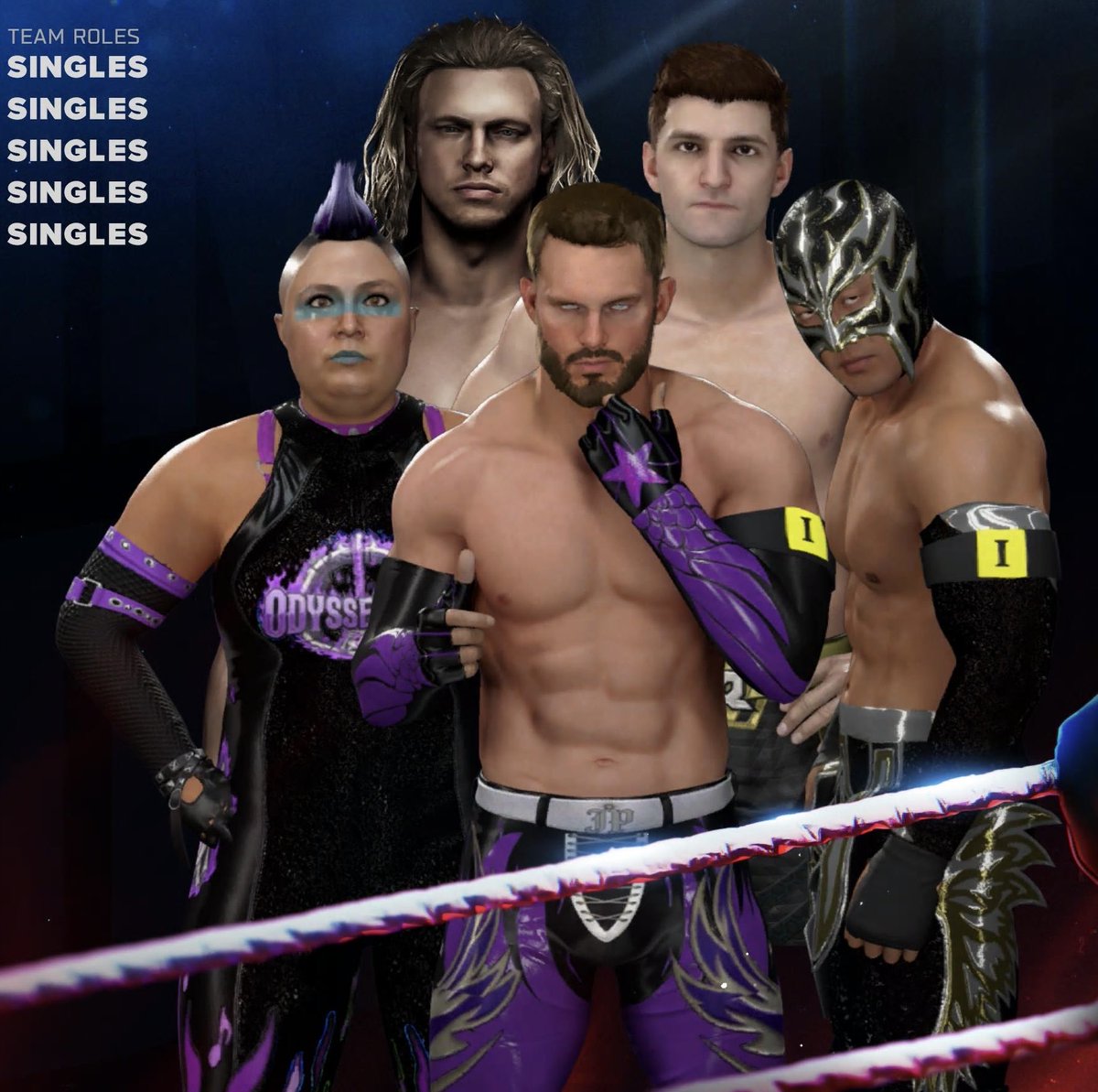 kingjamesmac718's tweet photo. A group I made with the myrise characters. Independent https://t.co/g56QkienkB