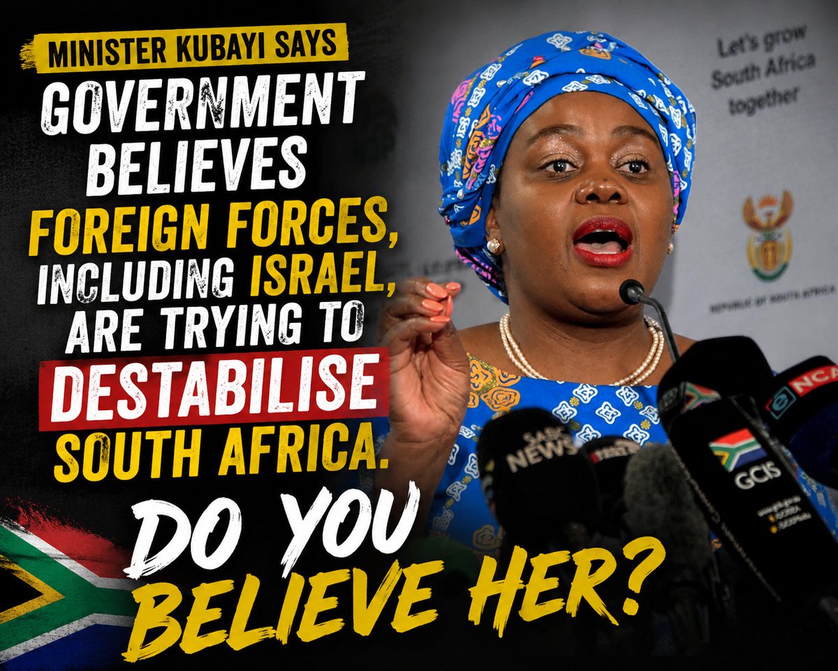 AwakeMzansi's tweet photo. POLL | Minister Kubayi says government believes foreign forces, including Israel, are trying to destabilise South Africa. Do You Believe Her?

Please vote on our WhatsApp channel right here ⬇️
 https://t.co/XsCMqimCWA  

(Photo credit: GCIS) https://t.co/UCSmiiF1mM