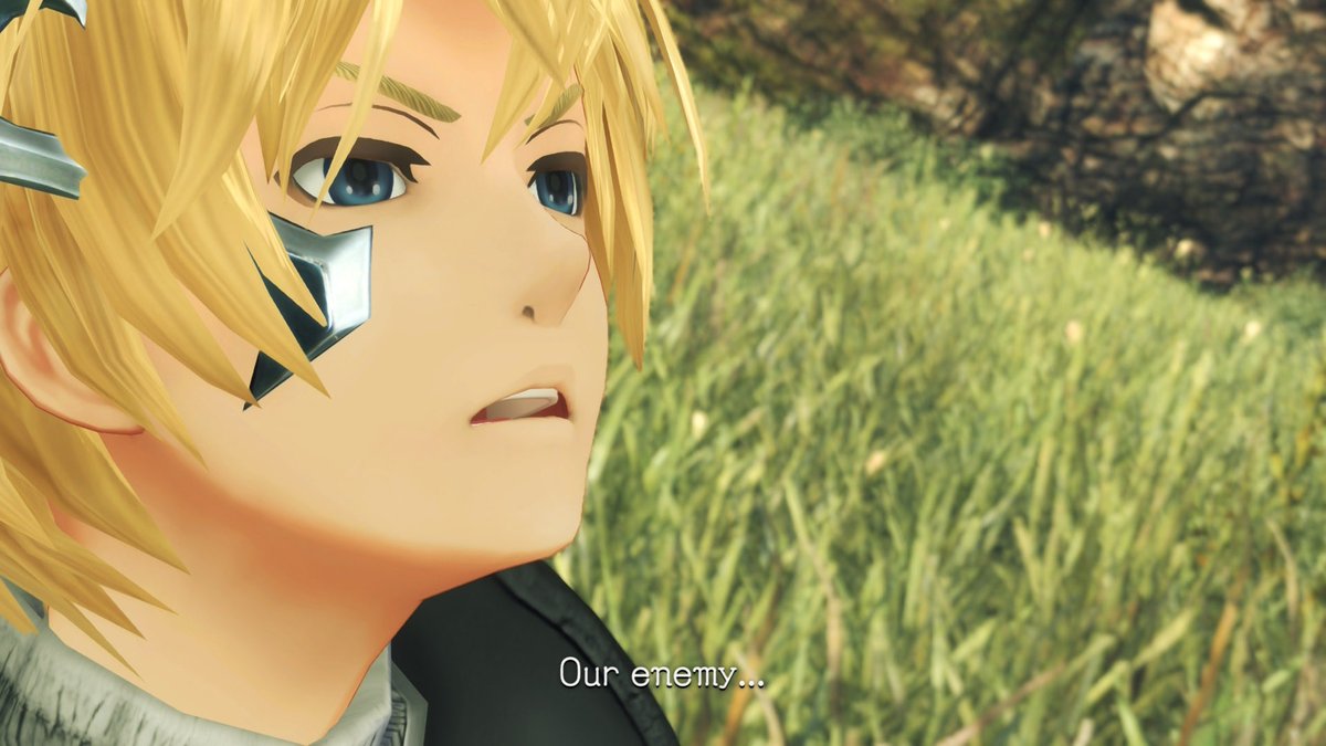 diaaaaaaaaaa___'s tweet photo. @shuwatch_273 @pbjelly__ After leaving Tephra cave you have this cutscene of Shulk and Reyn over looking the Mechonis with Reyn saying it's their enemy with both him and Shulk in frame. Then Shulk repeats but he is the only one in frame hinting that the 'our' means different people for each of them. https://t.co/kJL5JoegaY