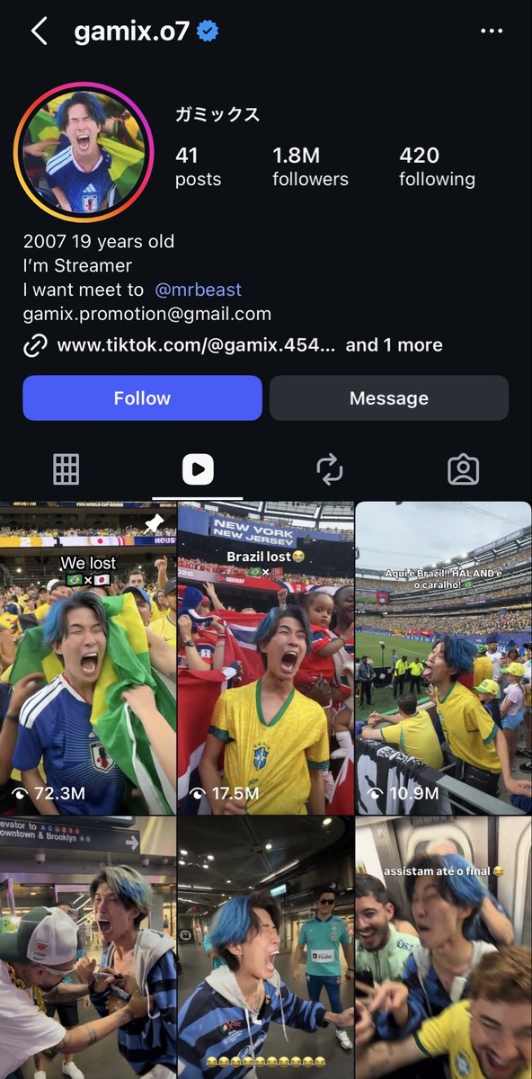 zipanglobal's tweet photo. 毎日サッカー系の動画見まくってるのにガミックスの動画全然流れてこなかったけどようやく出てきた。bio見て英語警察したくなってしまった😂

I'm a streamer 
I want to meet mrbeast

あとストリーマーはライブ配信する人を指すから、彼の場合はcontent creatorのが近いのでは？ https://t.co/xD7Pid1Q0X