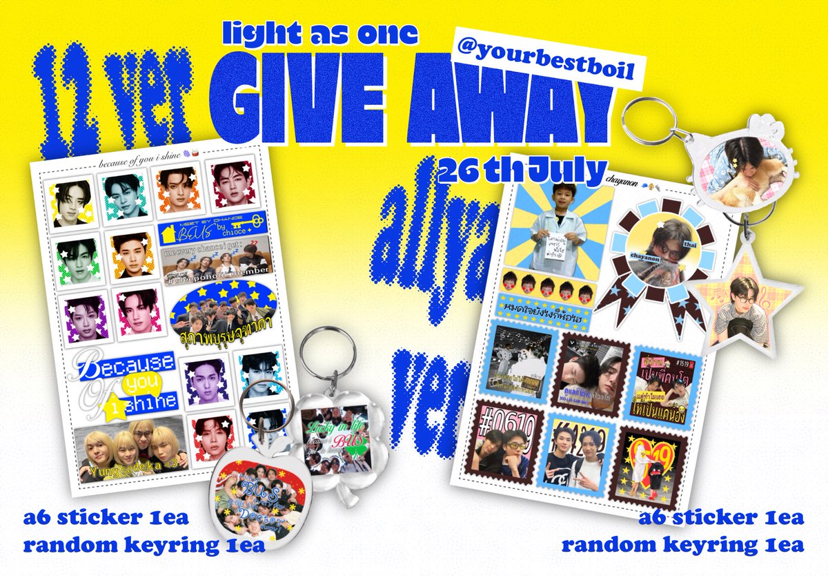 yourbestboil's tweet photo. 🎒🧤give away #BUS_LIGHTASONE 🥽👚

—12 ver. (6 sets)
🥁a6 sticker 1ea 
🫆random keyring 1ea

—ally่a ver. (6 sets)
🧢a6 sticker 1ea 
🧥random keyring 1ea

26 July 2026 @ impact arena 🥾

exchange pls dm juseyo !

#BUSbecauseofyouishine
#THAIchayanon https://t.co/9EWc2HZ2yT