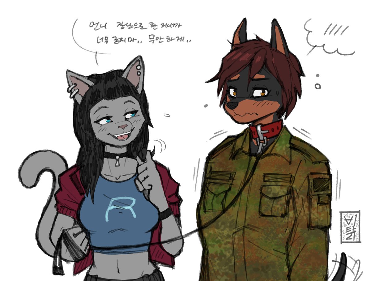 VitaliAchiever's tweet photo. airman doberman x punkrock cat
#furry #yuri https://t.co/7lADutpdsl