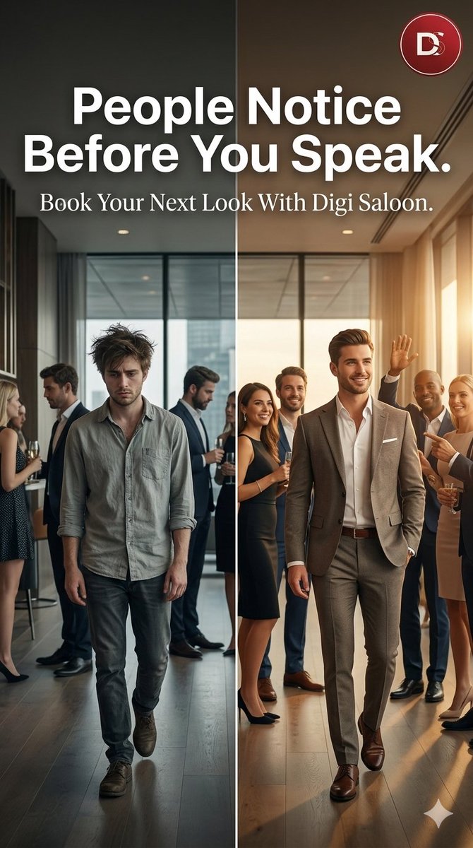 Digiisaloon's tweet photo. People notice before you speak. ✨
Make your first impression unforgettable. Book your next look with Digi Saloon. 💇📲
#DigiSaloon #FirstImpression #Grooming #SalonBooking #BeautyTech #ComingSoon #StartupIndia #DigitalIndia https://t.co/TXZWi6YUlt