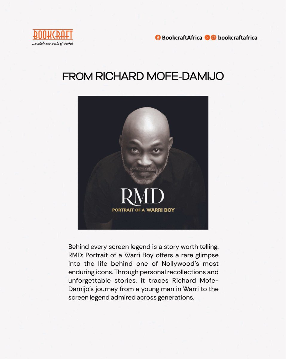 bookcraftafrica's tweet photo. RMD: Portrait of a Warri Boy captures that story through personal recollections, memorable anecdotes, and the experiences that trace his path from Warri to becoming one of Nollywood’s most respected figures.
Available in bookstores and via DM to order.
#publishedbybookcraft https://t.co/qwngUsz294