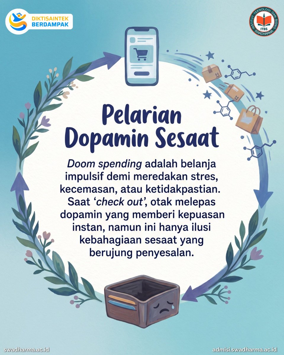 itb_swadharma's tweet photo. Lagi stres nugas malah pelariannya ke keranjang belanja? Hati-hati terjebak doom spending yang cuma kasih bahagia sesaat! Yuk, jadi generasi melek finansial di ITB Swadharma

Daftar sekarang di https://t.co/cLedl1huS2

#DoomSpending #CerdasFinansial #ITBSwadharma https://t.co/ggJtSDLW30