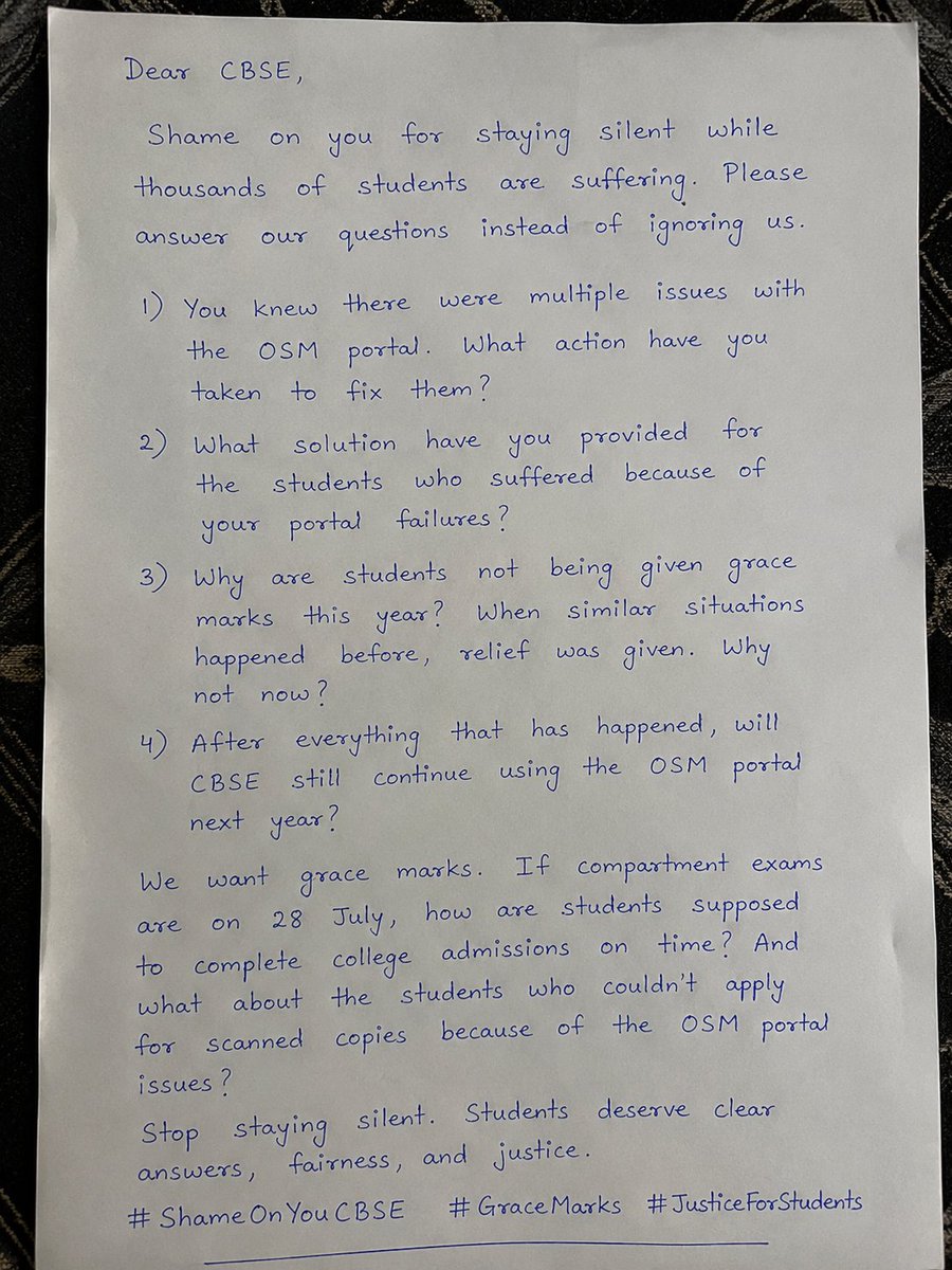 h_bhardwaj0001's tweet photo. Dear @cbseindia29
Shame on you. You knew the OSM portal had serious issues. Why no grace marks? Stop staying silent. Students deserve answers. @dpradhanbjp @narendramodi @EduMinOfIndia @PMOIndia @ndtv @ANI @TheAnuragTyagi @vineetJindal19 https://t.co/XifITyRWwT