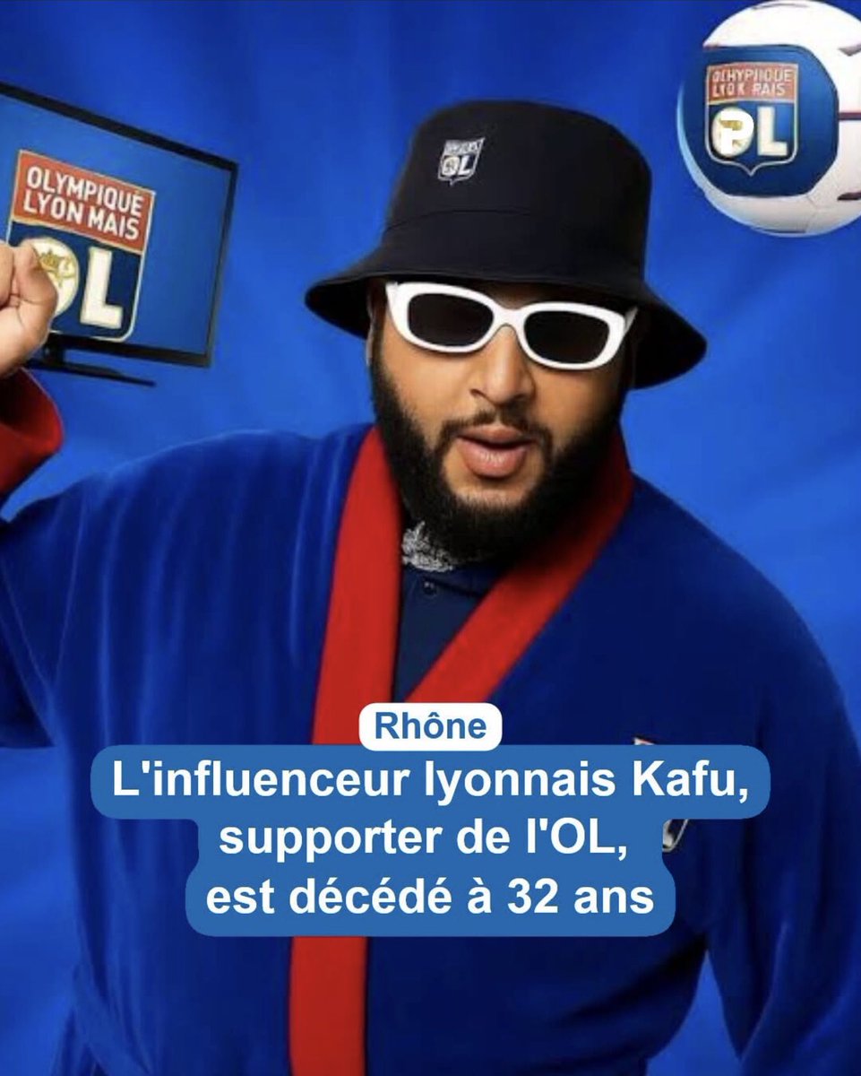 GonesRadioOff's tweet photo. 🖤 𝗗𝗜𝗦𝗣𝗔𝗥𝗜𝗧𝗜𝗢𝗡 𝗗𝗘 𝗞𝗔𝗙𝗨

Nous avons appris avec une immense tristesse le décès de Kafu, créateur de contenus et supporter passionné de l’OL, à l’âge de 32 ans.

À travers ses nombreuses vidéos, suivies par plus de 120 000 personnes sur TikTok et Instagram, il partageait sa passion pour l’Olympique Lyonnais avec enthousiasme et faisait partie des visages bien connus de la communauté lyonnaise.

Toutes nos pensées vont à sa famille, à ses proches ainsi qu’à l’ensemble de celles et ceux qui ont eu la chance de le connaître.

L’équipe 𝗚𝗢𝗡𝗘𝗦 𝗥𝗔𝗗𝗜𝗢 leur adresse son plus sincère soutien dans cette épreuve 🕊️

🔴🔵🦁

#TeamOL

[📰Facebook du @LeProgresOL]

Lien 👇

https://t.co/hUM7v4sLFd
