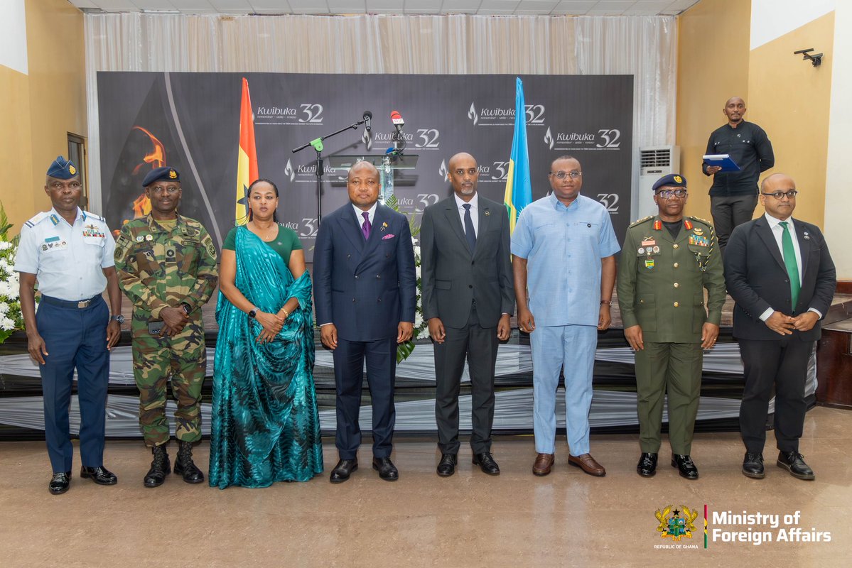 S_OkudzetoAblak's tweet photo. It was a profound honour and a moment of great pride to unveil two monuments at Burma Camp in Ghana constructed by the Government of Rwanda to honour the heroic and exceptional courage of Ghanaian peacekeepers who were part of the UN Assistance Mission for Rwanda (UNAMIR) during the 1994 genocide against the Tutsi which claimed over a million lives. 

Rwanda's Minister of Justice, Dr. Emmanuel Ugirashebuja and I led our two nations to unveil the permanent monuments and lay wreaths in honour of the memory of all those killed during the genocide. 

The Government of Ghana highly commends the Government  and friendly people of Rwanda for constructing these two significant monuments at Burma Camp as an enduring symbol of their appreciation and eternal remembrance of the leadership and sacrifices of the Ghana Armed Forces to  protect Rwandan lives. 

The permanent monuments serve as a befitting tribute to the rare bravery and humanity of Ghana’s peacekeepers led by Major General Henry Kwami Anyidoho who stayed behind when other countries left and risked their own lives to protect the Tutsis. 

Many more thousands would have been killed but for their rare courage and the extraordinary decision of the Government of President Jerry John Rawlings not to withdraw our troops as other governments did. 

Major General Henry Kwami Anyidoho had earlier received Rwanda’s highest national award for bravery from President Paul Kagame. 

God bless the Government and amazing people of Rwanda for being a nation that shows gratitude and that does not forget. 

May these monuments remind us of our unfinished task in making the world a better place and may humanity win the war against genocide, hatred, bigotry and division. 

For God and Country 🇬🇭 🙏🏾