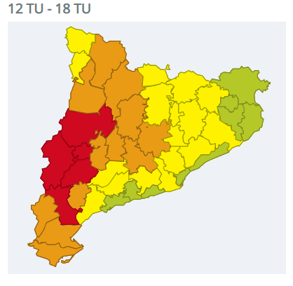 emergenciescat's tweet photo. ⚠️ Molta precaució els propers dies per les temperatures de rècord i el risc extrem d'incendi forestal

✅ Es preveuen temperatures superiors als 40 graus a gran part de Catalunya

Més ℹ️ https://t.co/mhbPDLziEJ

 #INFOCAT #PROCICAT calor https://t.co/j1serGyUgJ
