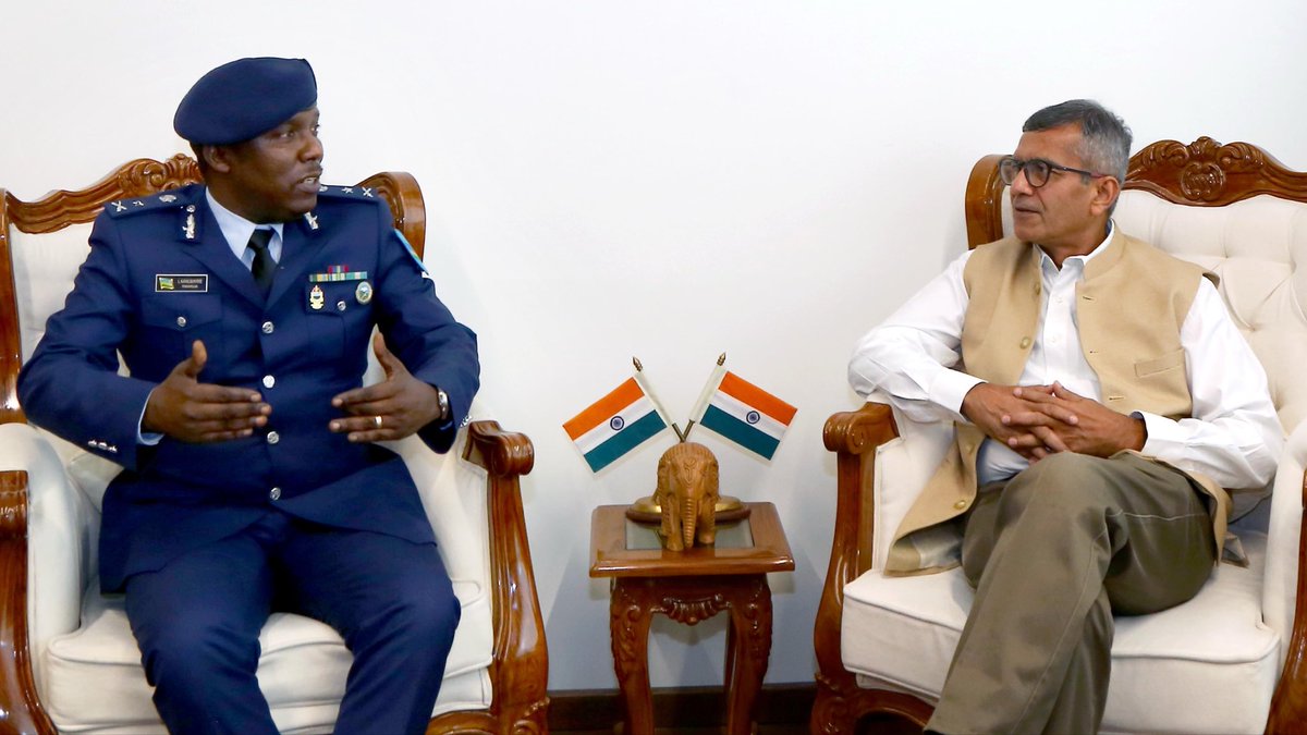 SpokespersonMoD's tweet photo. Chief for Joint Force Development, Training & Doctrine, Rwanda Brig Gen Louis Kanobayire called on Defence Secretary Shri Rajesh Kumar Singh on July 06, 2026. Discussions focused on expanding new avenues of India-Rwanda defence cooperation, reaffirming the shared commitment to further strengthen bilateral defence partnership.

@IndiaKigali 
@MEAIndia