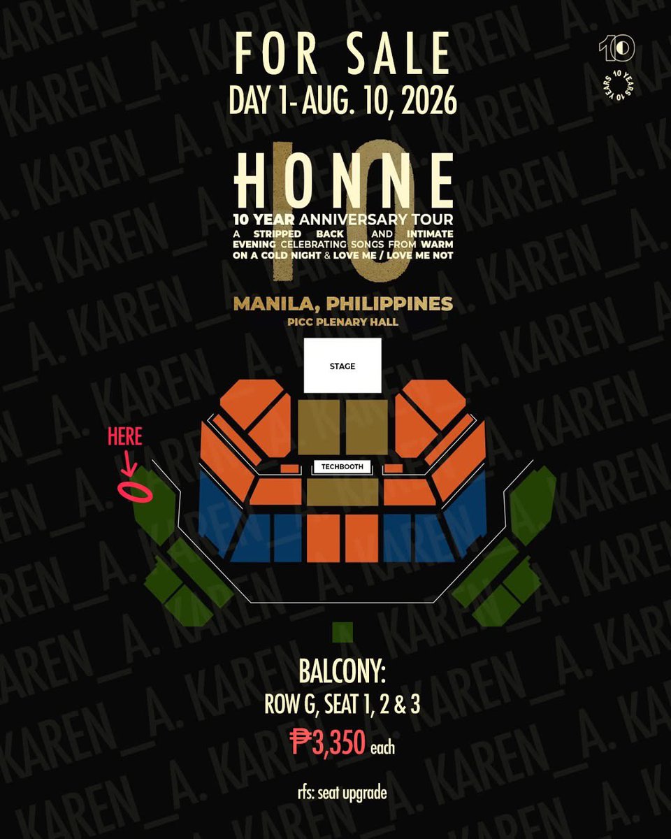 beanmingdays's tweet photo. for sale wts lfb fs
HONNE 10 YEAR ANNIVERSARY TOUR PH

DAY 1 (AUG. 10, 2026):
3 BALCONY Tickets: Row G, Seat 1,2, &amp; 3
₱3,350 each
Seated together. You can buy 1/2/all tickets.
RFS: Seat upgrade

Comment or PM if interested
#honne #honne10yearanniversarytour #honneph #honnemnl https://t.co/RiHPgmNwc0