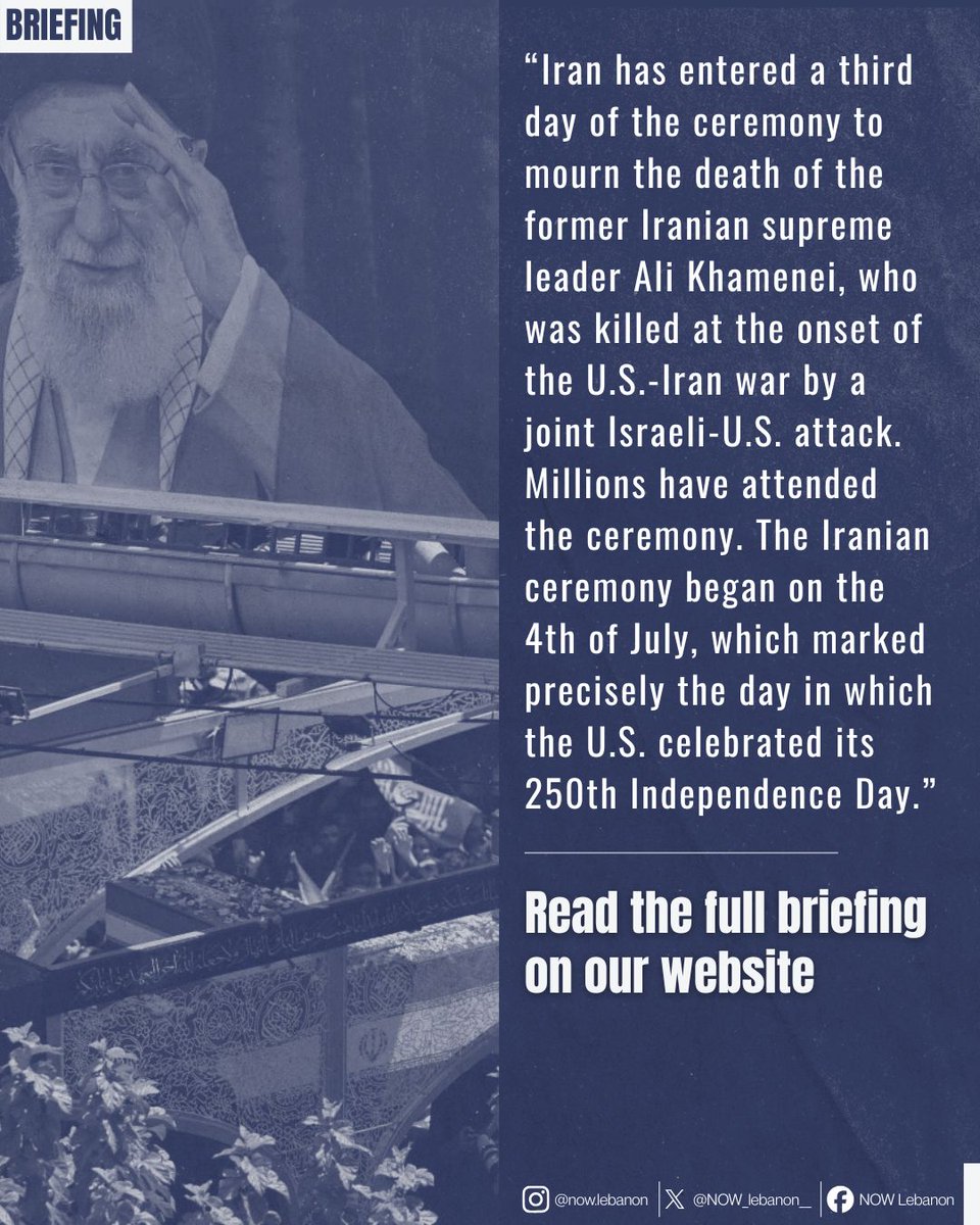 NOW_Lebanon__'s tweet photo. "Iran Mourns Death of Khamenei" by Laura Hülsemann

Read The Full Briefing On Our Website:
https://t.co/0y5QXY2M7B

Linktree in Bio https://t.co/aUs58ZeOaN