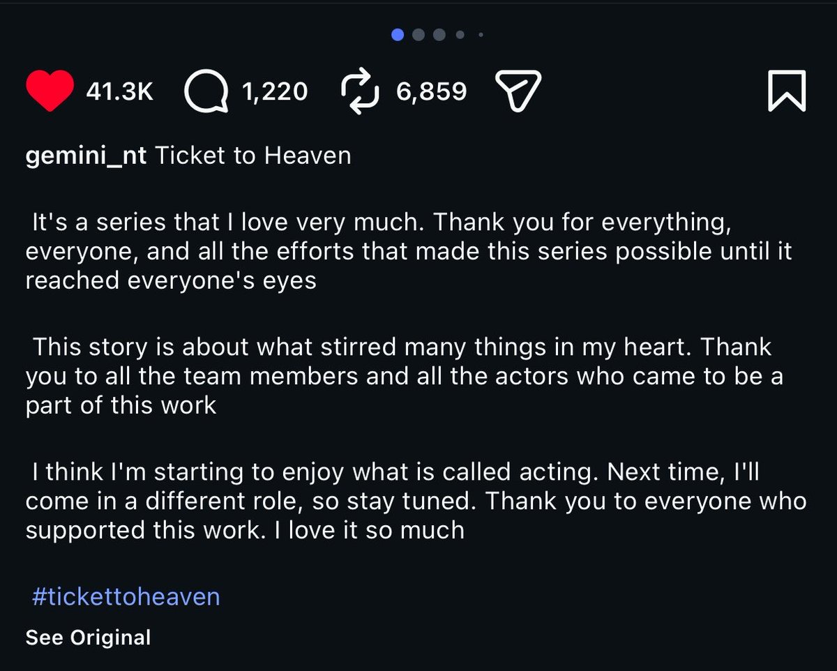 g4snara's tweet photo. "I think i’m starting to enjoy what is called acting" you don't get how happy that makes me 😭 you've done such a phenomenal job, so proud of you actor gemini! barth will forever be such a beloved character to many, thank you for bringing him to life in the best way possible @gemini_ti ♡ 

#TicketToHeaven 
#Gemini_NT #เจมีไนน์