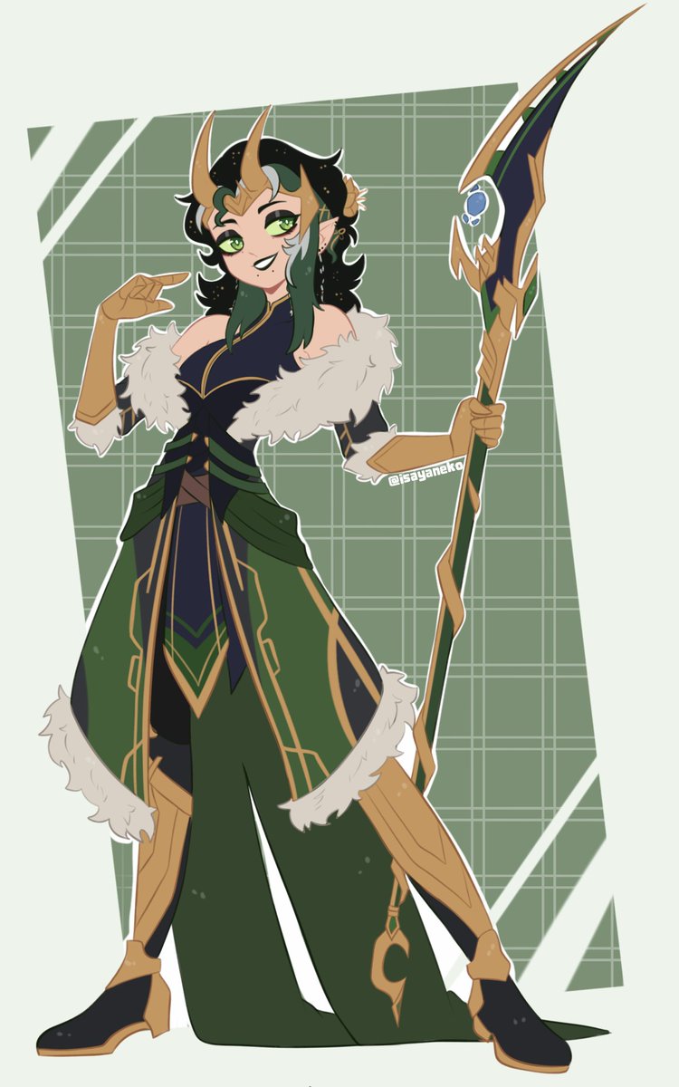 isayaNeko's tweet photo. (friendly fire) 
I needed to draw this loki variant for art fight 🐍💚
@faecoric https://t.co/6N5zEkbcdT