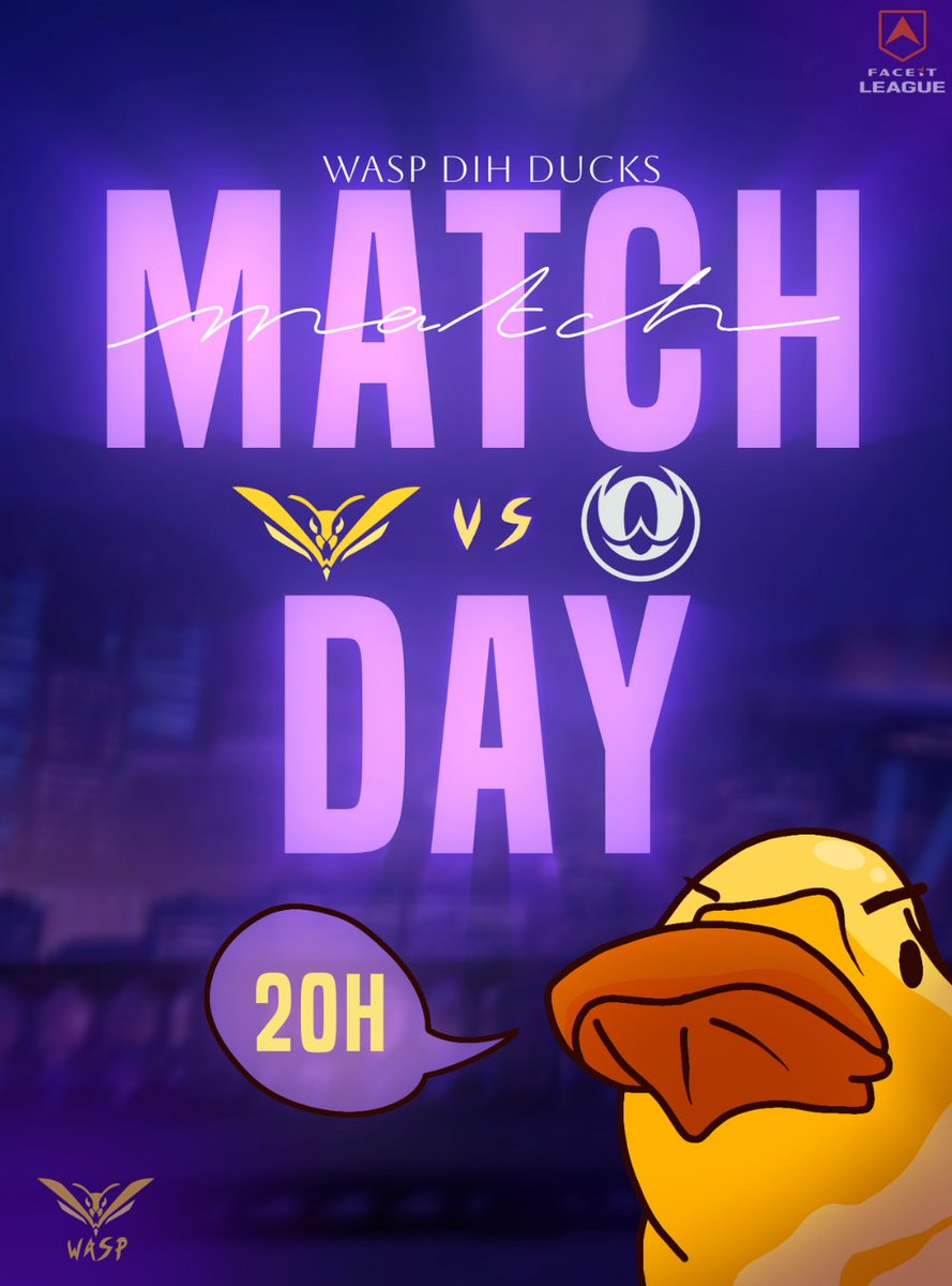 WaspEsport's tweet photo. Lundi, c'est match, nos @DihDucks 🦆 vont affronter les Oh Man ⚔️
On n'oublie pas le stream de notre joueur :
📺: https://t.co/zVZZVsqlXp
#GOWASP #FaceitLeague https://t.co/n4izC7Q8TS