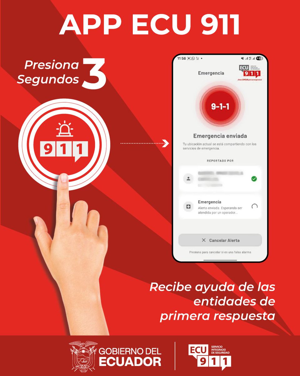 ecu911Ibarra's tweet photo. Desde el #ECU911 se coordinará la atención oportuna con entidades de primera respuesta.
📱🔴 Tres segundos pueden salvar tu vida.
#LíneaÚnicaParaEmergencias https://t.co/FqXzPrZy1s