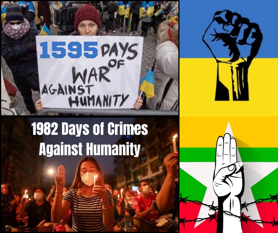 CDM_SayarAung's tweet photo. Ukraine #1595Days of War Against Humanity.
Myanmar #1982Days of Crimes Against Humanity.
#2026Jul6Coup
#MyanmarMilitaryTerrorists
#WhatsHappeningInMyanmar https://t.co/olTHlY0Xng