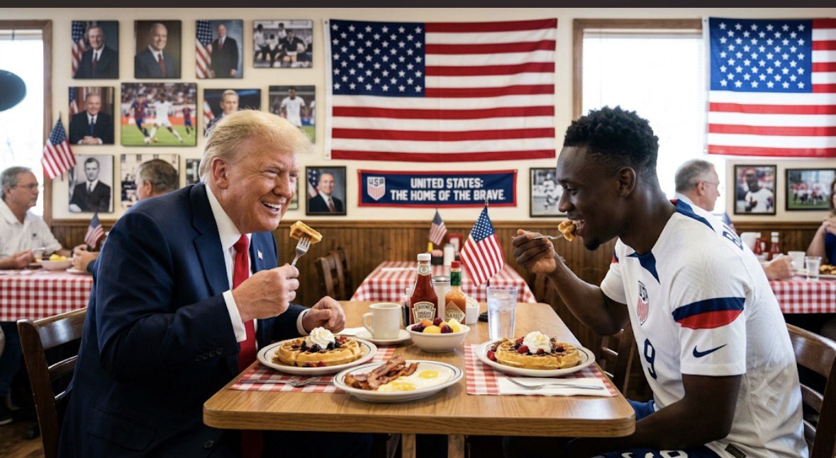 irish4444's tweet photo. Folarin Balogun is the first player to remain eligible for their next World Cup game after a red card since yellow and red cards were introduced in 1970 #trump #usasoccer #usa #fifa #worldcup https://t.co/Iojinlf61i