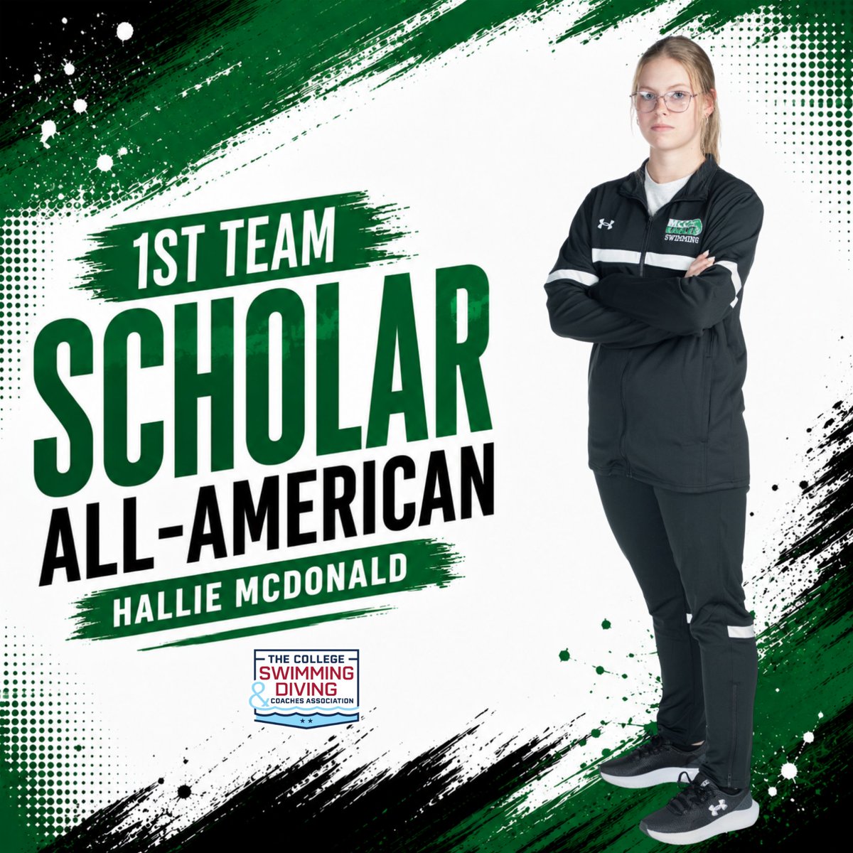 MCCEaglesSports's tweet photo. SCHOLAR ALL-AMERICANS. Congratulations to @MCCEaglesSwim Hallie McDonald and Matthew Kirkland on being named 2025-26 CSCAA 1st Team Scholar All-Americans. #FindYourWings https://t.co/lHs5G0gLjt