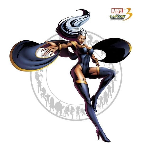 MarvelGames_JP's tweet photo. 【#MARVELTokon キャラクター考察】     
【キャラクター名】ストーム（オロロ・マンロー）  
  声優：沢城みゆき（ローゼンメイデン 真紅etc）   
 【過去作やコミック、MCUとのつながり】
ファンの間ではオロロ姐さんの愛称でもおなじみのストームが参戦。彼女の能力は天候を操る能力とその応用。
攻撃では稲妻や竜巻を起こすことが多くまた、気流に乗って空を飛ぶことができ更には磁場操作や粒子操作、宇宙空間や次元間の外側でもその能力を発揮できてしまい魔法の才能まであるらしく魔法を使えないにも関わずソーサラー・スプリーム候補として見初められておりオメガレベルすら軽く超えちゃってるミュータント。
これを聞いたらカプコン時代のストームは強キャラでも納得いくのではないでしょうか？今作でも強キャラなのかは要注目！！！
リーダーシップを発揮する女性キャラとして描かれることも多くX-MENのリーダーを務めていた時期もある。そして今回のチームでもやはりリーダー。先述した通りシュリとは義理の姉妹。夫であるティチャラはコミックとMCU版ではだいぶ違いコミック版のティチャラは元嫁ストームとアベンジャーズ内で一緒になるということで別任務と称して別次元へ行ってしまう肝っ玉の小さい男です。アベンジャーズ内でのヤラカシはかなり高くメンバーから罵倒され、ワカンダからも追放されちゃったり・・・そんなストーム姐さんに声を充てる声優はMCUでヴァルキリーを演じた沢城みゆき姐さん。
    #マーベルファイティングソウル #MarvelFightingSouls  #xmen