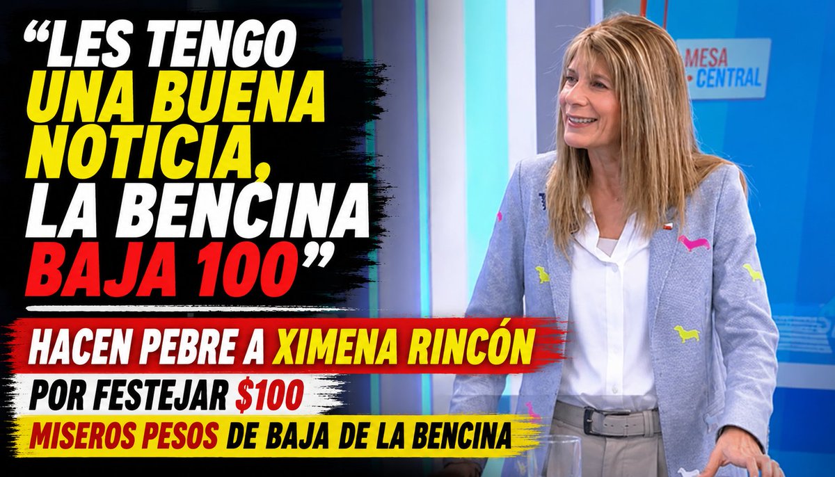 disidenteschile's tweet photo. "Les tengo una buena noticia, la bencina baja 100 pesos" Hacen pebre a Ximena Rincón por festejar $100 miseros pesos de baja de la bencina

➡️ https://t.co/V2Iw4vo9pb

#concepción #mechico Estados Unidos #España https://t.co/vY3lOa6yd5