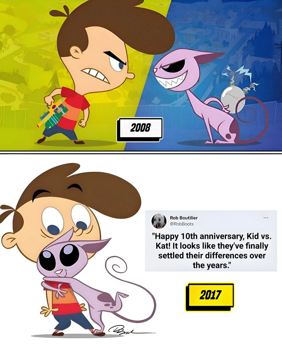 cartoonvibes26's tweet photo. Ten years after its premiere, the creator of Kid vs Kat revealed that Coop and Mr. Cat did end up getting along. https://t.co/jnWzyP9OrH