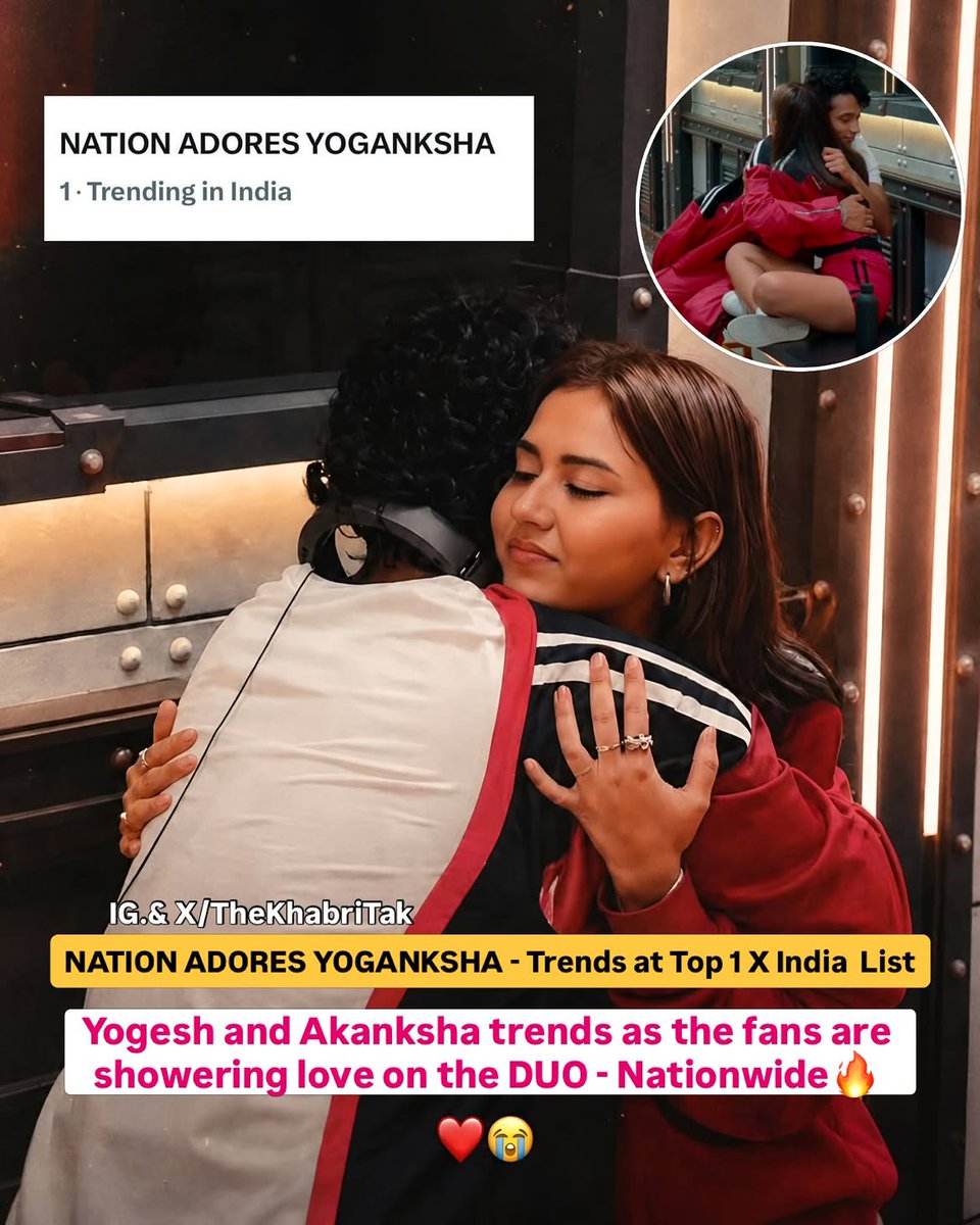 TheKhabriTak's tweet photo. Latest : NATION ADORES YOGANKSHA trending in India list 🤩🩷

Fans loving #YogeshRawat and #AkankshaChoudhary in huge numbers 🏆

Comment - Your Opinion 
#Lockupp #Lockupp2 

Join - @TheKhabriTak for more https://t.co/XSmjELHfw1