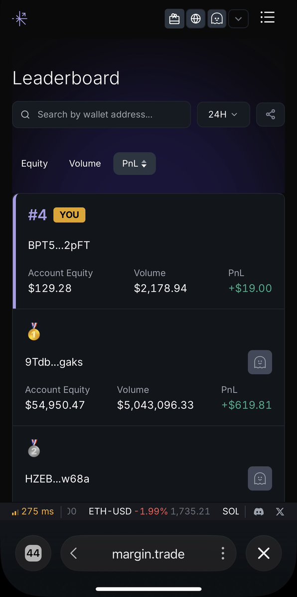 notsurki's tweet photo. was making a video about @margin_trade 
accidentally top 4 on the daily leaderboard lol

@web3xoni https://t.co/VRh1oXXwKf