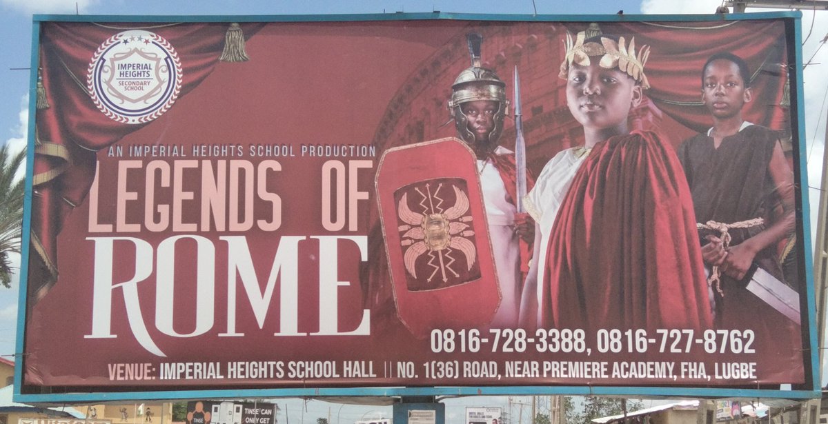 Igbani27243's tweet photo. Shame on Imperial Heights School Lugbe for making African Children act a Play called "Legends of Rome" when there are many African stories they could have dramatised https://t.co/BCTF6XyoiE