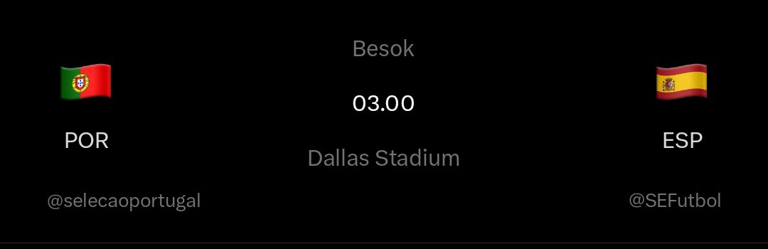 cariaeosa's tweet photo. besok jam 3 pagi bukan cuma portugal vs spanyol, tapi juga perang dua fanbase yang dari sekarang aja udah siap nyari bahan 😭😂

yang kalah, jangan buka sosmed dulu. serius.

kalian pegang siapa guys?! https://t.co/lfG4yFA91Z