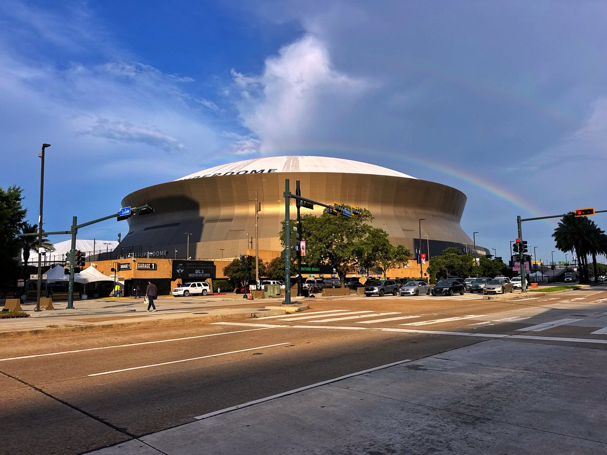 DavidMora's tweet photo. Did y’all catch the rainbow over @CaesarsDome this morning? I’m taking it as a good sign for the upcoming @Saints season! 🌈⚜️🏈

#NewOrleans #Saints #WhoDat https://t.co/y3mUPPVoJY