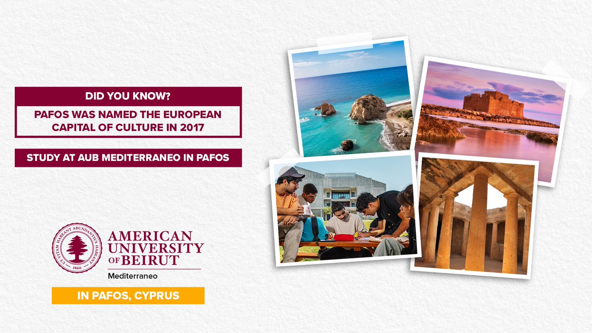 AUBMediterraneo's tweet photo. Did you know that #Pafos was the European Capital of Culture in 2017?
It's one of the many reasons studying in #Pafos offers more than a degree, it offers a city rich in history, culture, and inspiration.
#DidYouKnow #StudyInCyprus #Pafos #AUBMediterraneo https://t.co/jJFMwzVICZ
