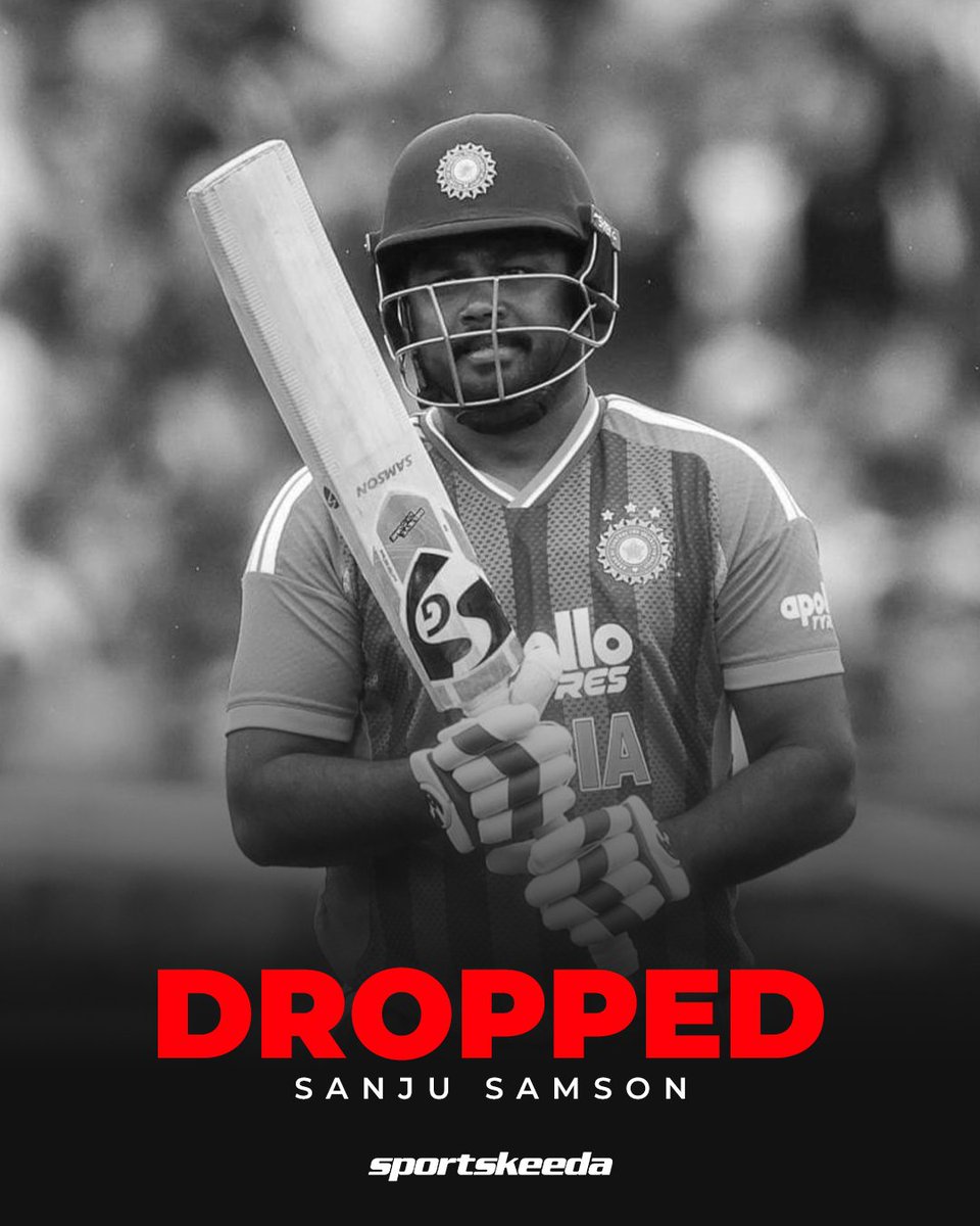Sportskeeda's tweet photo. Gotta feel for Sanju Samson! 💔

The man who played a crucial role in India's T20 World Cup 2026-winning campaign and won the Player of the Tournament award has been dropped from the squad for the Zimbabwe series! 🇮🇳❌

#ZIMvIND #T20Is #Sportskeeda https://t.co/TSl1LoL7th