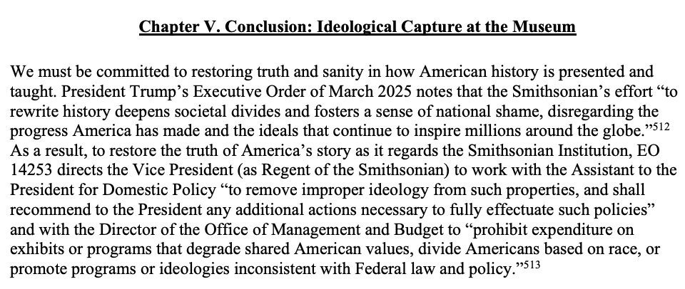 jen_rice_'s tweet photo. Since most people aren't going to read the Trump administration's new 160-page report concluding the Smithsonian's National Museum of American History is anti-white and anti-Christian, here's what they want to happen next https://t.co/B8z7lSk39X