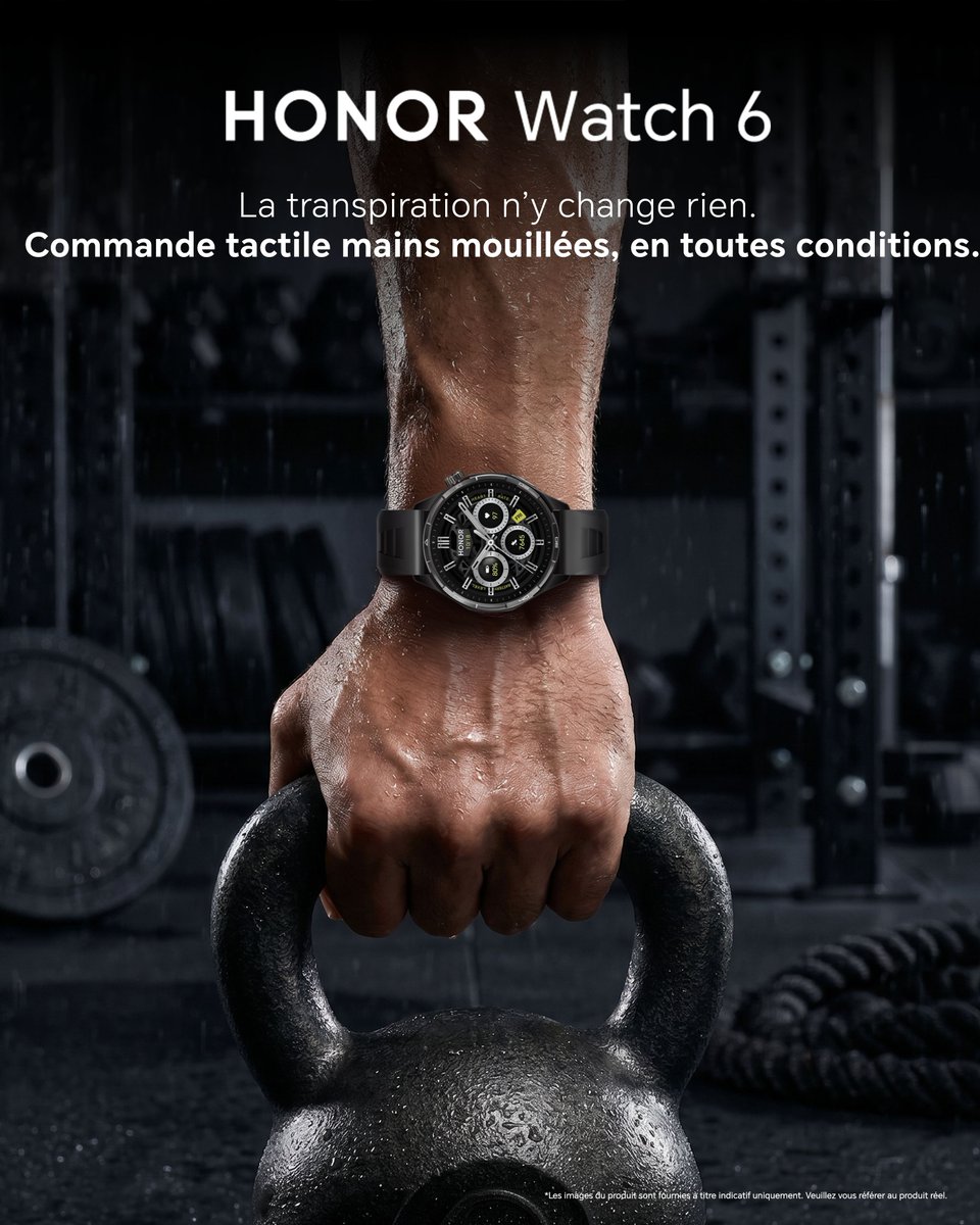 Honor_FR's tweet photo. Donnez-vous à fond, elle tient le choc. 🏋️‍♂️💨

Grâce au contrôle tactile mains mouillées, l'écran de la HONOR Watch 6 reste parfaitement réactif, même pendant vos entraînements les plus intenses.

Qu'attendez-vous pour passer au niveau supérieur ? 👉 https://t.co/mKMlBtQljq

#HONORWatch6